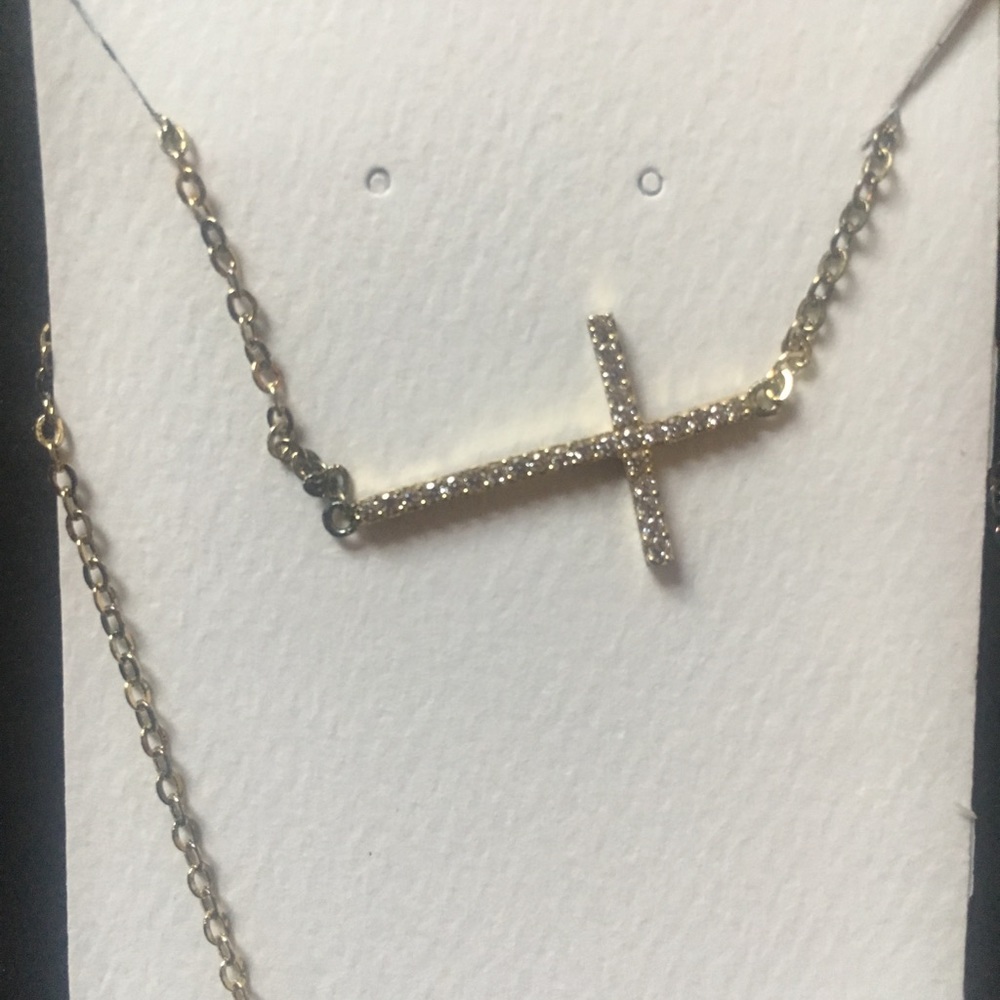 Embellished CZ Diamond Cross Necklace